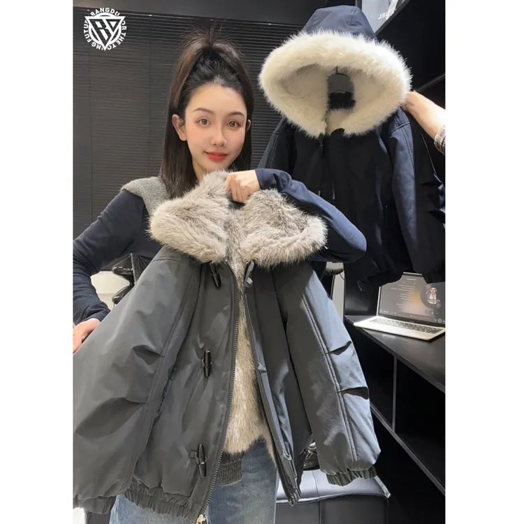 【棒嘟优优】男女童韩版休闲连帽棉服冬季2025新款中大儿童外套119