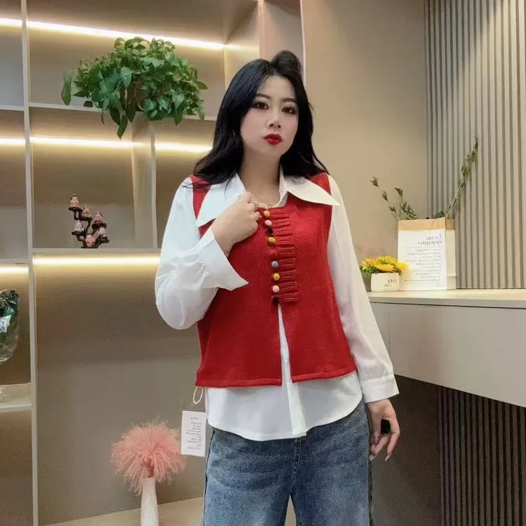 冬季两件套-酷 3623时尚潮流彩扣设计简约百搭款胖MM大码女装新款