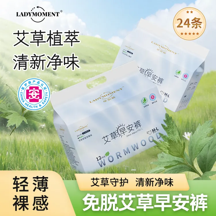 ladymoment艾草早安裤医护级抑菌净味轻薄经期魔术贴日夜用安睡裤