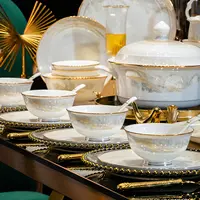 【中秋节专场】金色海岸56+4件十人食陶瓷餐具套装高颜值家用