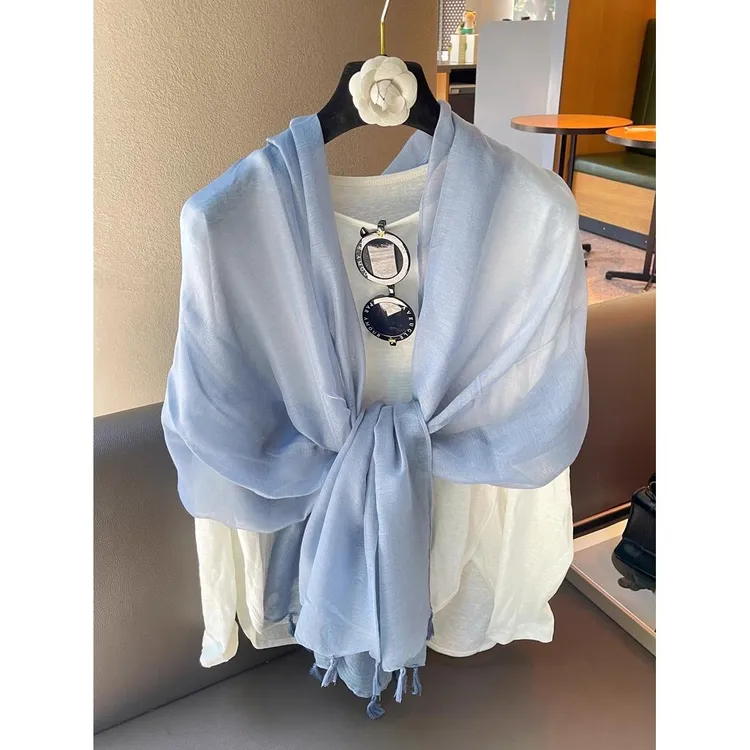 Miss both柔软亲肤围巾女春夏款时尚丝巾纯色空调房披肩旅游防晒