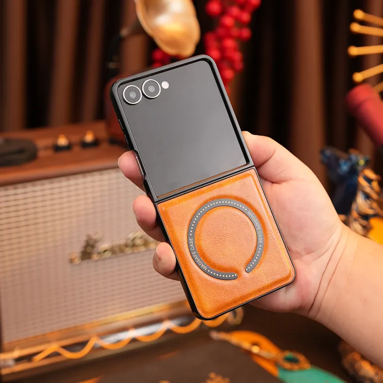 适用于三星Z Flip7手机壳疯马纹磁吸防摔商务高端磁吸保护套