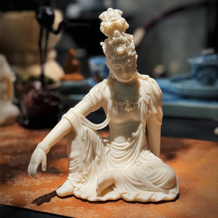 茶空间自在观音佛具工艺品新中式禅意摆件客厅玄关茶宠象牙果摆件