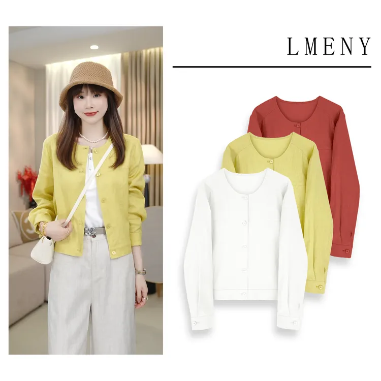 LMENY100亚麻！清爽软亚麻智感显瘦圆领外套25BW002