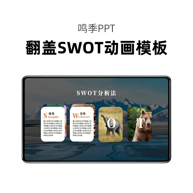 翻盖SWOT动画PPT模板
