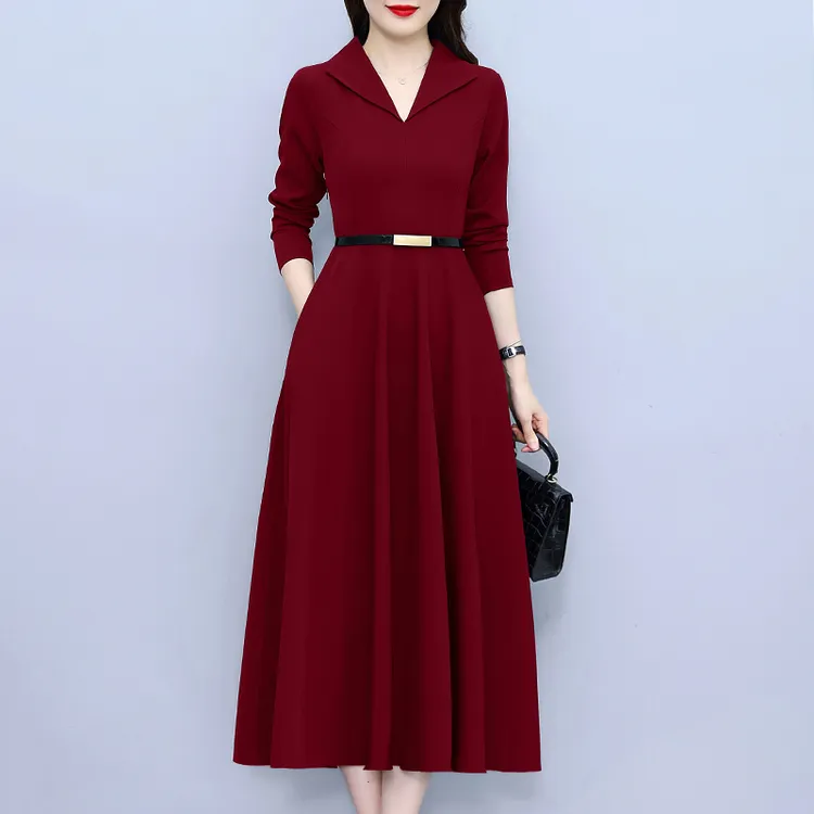 复古简约连衣裙女高级感显瘦2025秋季新款气质减龄长裙子简约