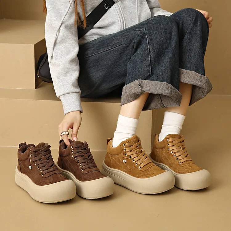爆款高帮鞋大棉二棉冬季厚底小板鞋2025百搭休闲加绒高帮女鞋