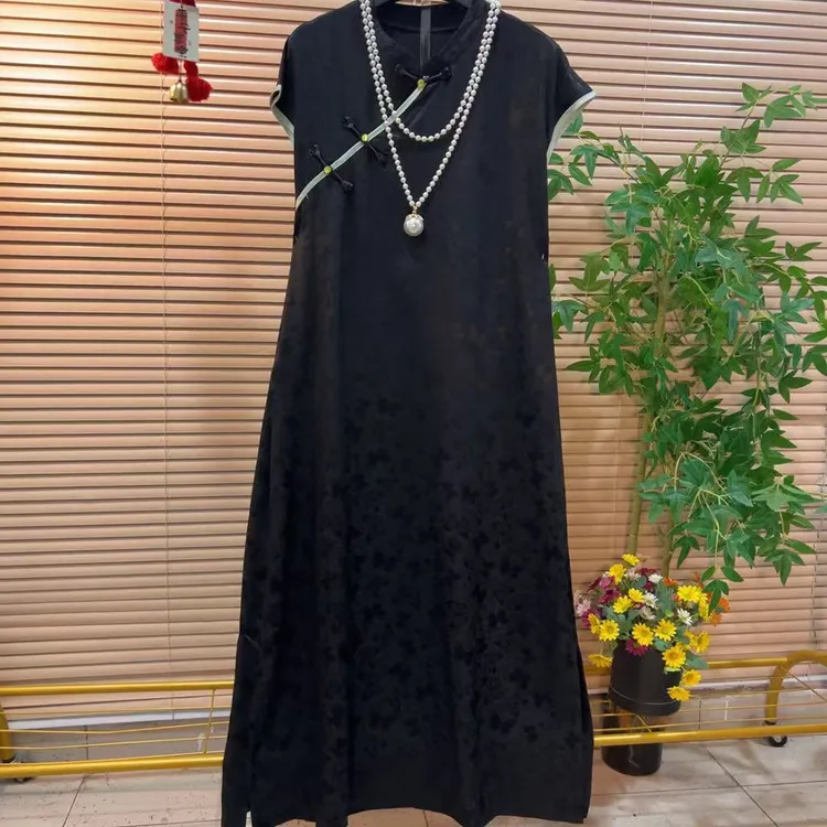 优雅气质端庄显瘦开衩连衣裙胖YY2025夏季新款新中式国风改良旗袍