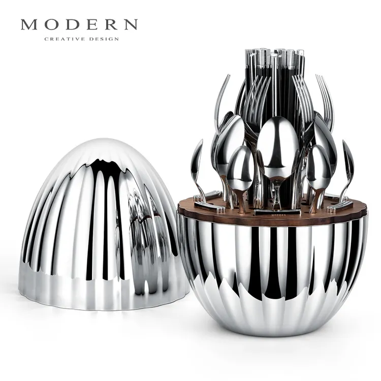 摩登MODERN银龙蛋中西合璧旗舰版黑檀筷子西餐具套装收纳乔迁送礼