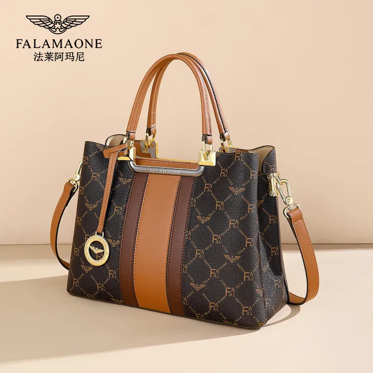 法莱阿玛尼2025新款流行时尚印花托特包女士高颜值潮牌单肩斜挎包