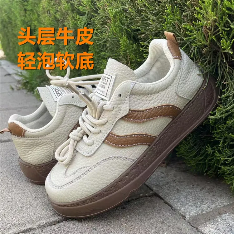 头层牛皮女鞋软底德训鞋女春秋季休闲运动鞋女防滑超轻阿甘女鞋