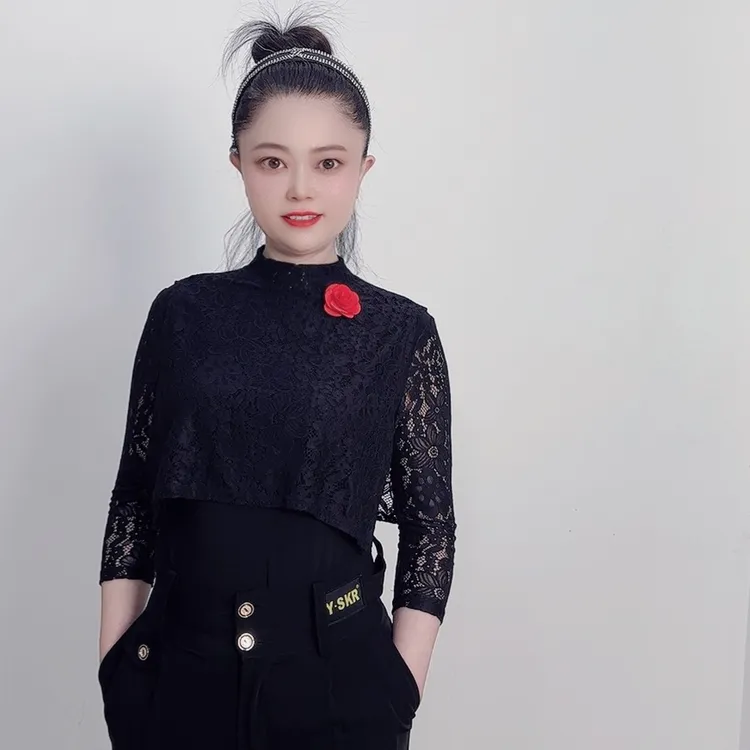 【兔小白】华丝格F105款披肩半高领小花长袖分体小衫/T恤