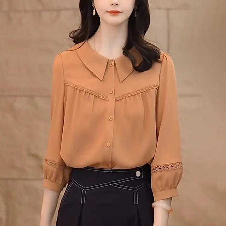 法式高级感橘色衬衫女2025夏季新款轻奢洋气减龄宽松休闲显瘦上衣