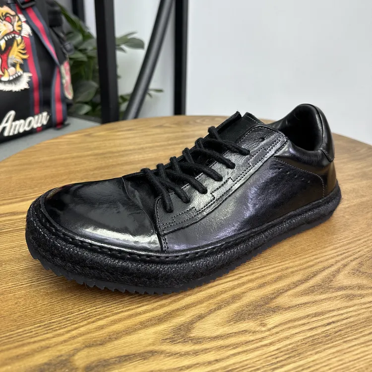 新款水洗马皮皮鞋男款通勤风潮流男鞋时尚休闲鞋低帮日式商务皮鞋