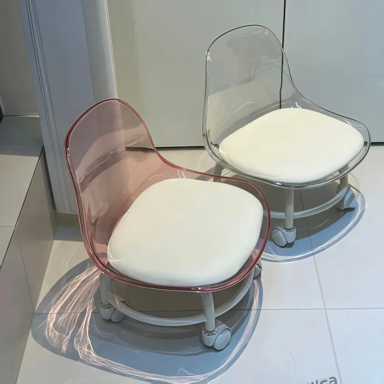 升级款透明亚克力带靠背万向轮儿童学步换鞋矮凳多种颜色可选适合