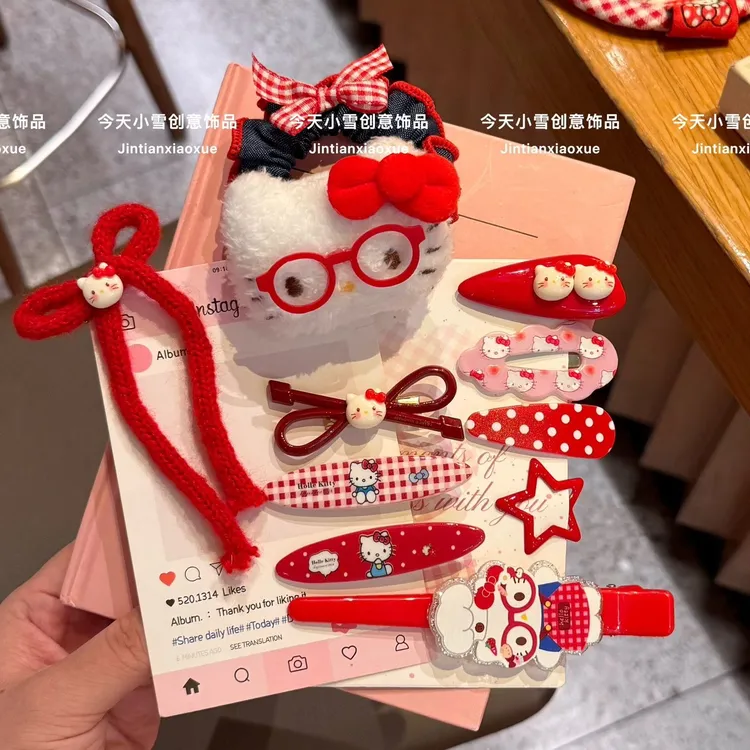 洋气红组合套装喜庆发饰头饰少女简约爆款头饰发夹精致甜美发卡