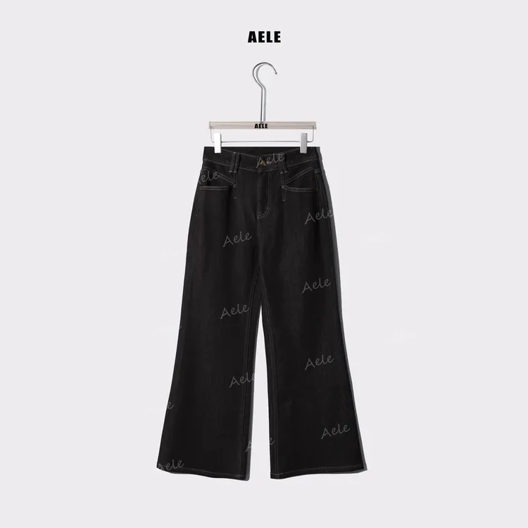 AELE【巧克力】高腰显瘦做旧设计微喇牛仔裤 K853 3001 AD