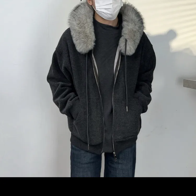 宽松型宽松女常规/加绒加厚短外套通勤连帽欧美风