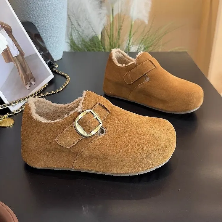 内增高勃肯鞋女2025新款冬季加绒保暖棉鞋厚底百搭全包毛毛鞋