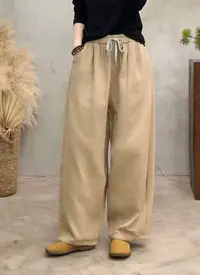 2025秋新款斜纹棉哈伦裤老爹裤休闲百搭宽松裤子女006