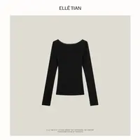 ELLETIAN "水溶系列"水溶羊毛圆领简约百搭一字领针织衫EZQZ001