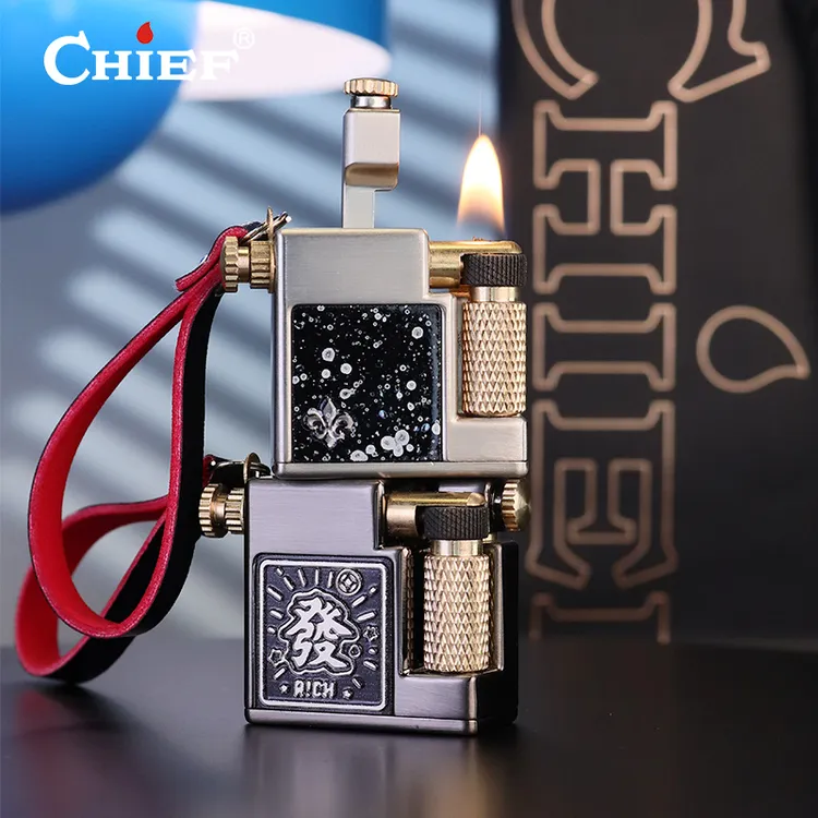 新款潮玩小方砖镀钛工艺克罗心贴彰打火机精致创意油机挂件式潮