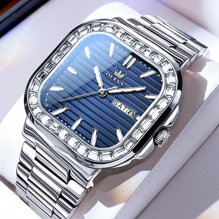 欧利时手表男士方形大表盘夜光防水石英表时尚商务风男款钢带腕表