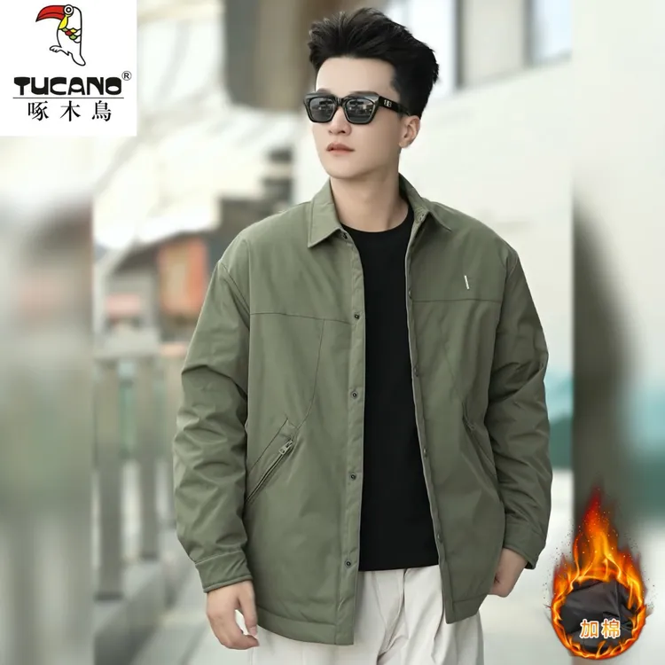TUCANO/啄木鳥秋冬男加棉夹克外套加厚时尚潮流百搭翻领休闲衬衫