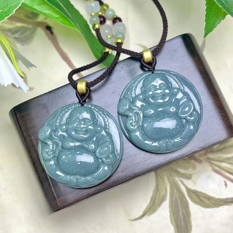 天然翡翠A货钱袋佛高43+宽43+厚10左右（多样性发其一）