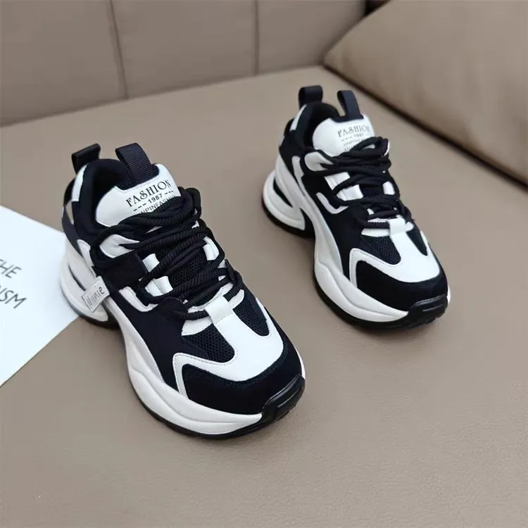 厚底老爹鞋女2025时尚百搭显瘦加绒老爹鞋春秋休闲透气春季潮鞋