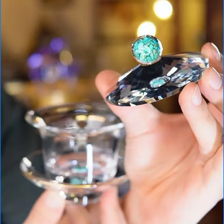 绿色盖碗中式茶杯套装JJJ透明