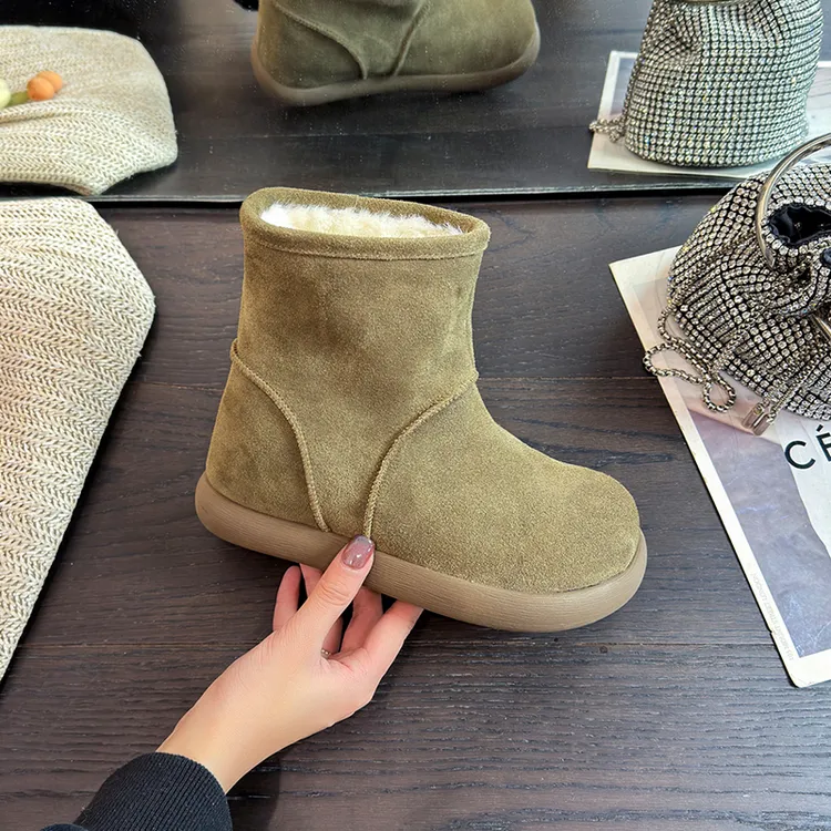 8CM小土豆勃肯鞋冬季加绒保暖雪地靴女厚底防滑短靴棉鞋增高靴子