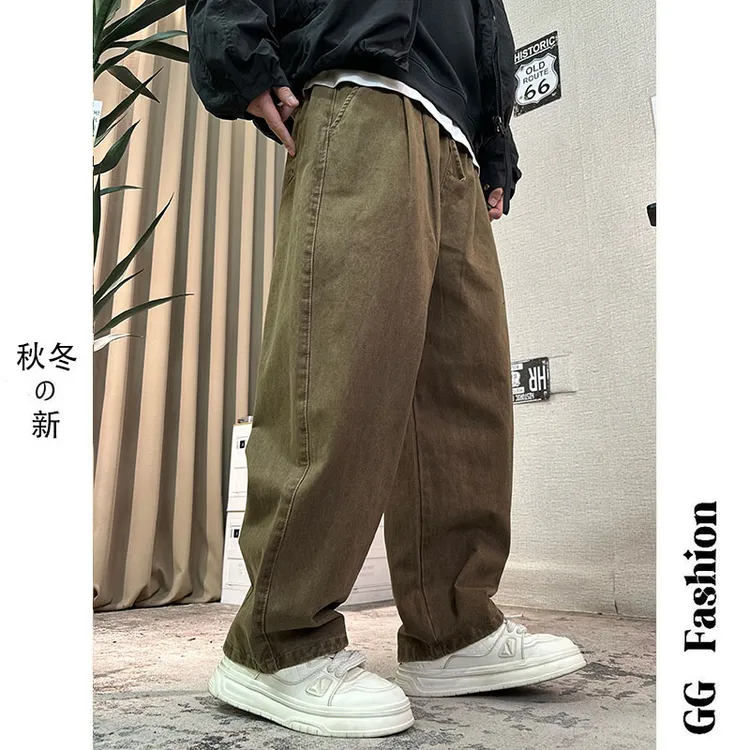 【cityboy】秋冬加厚纯棉工装休闲裤男宽松复古百搭潮牌直筒休闲裤