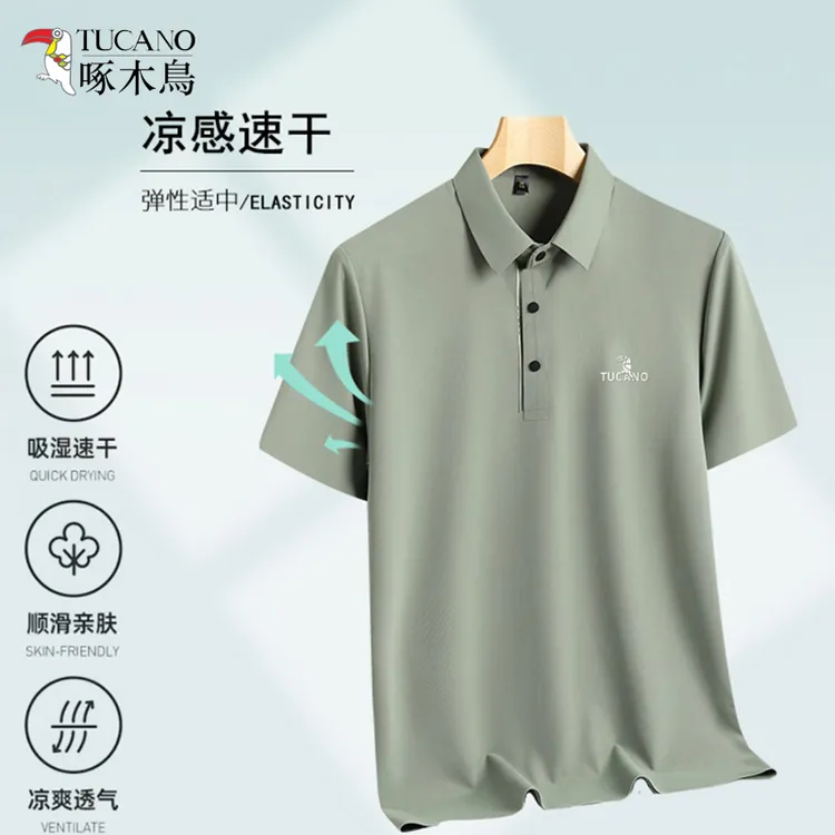 啄木鸟2025新款商务休闲简约POLO衫男士时尚顺滑亲肤柔软凉感速干