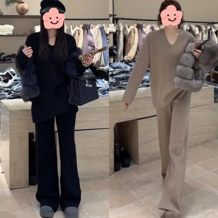 冬季新款百搭显瘦轻奢舒适保暖慵懒风时尚套装LK2508123