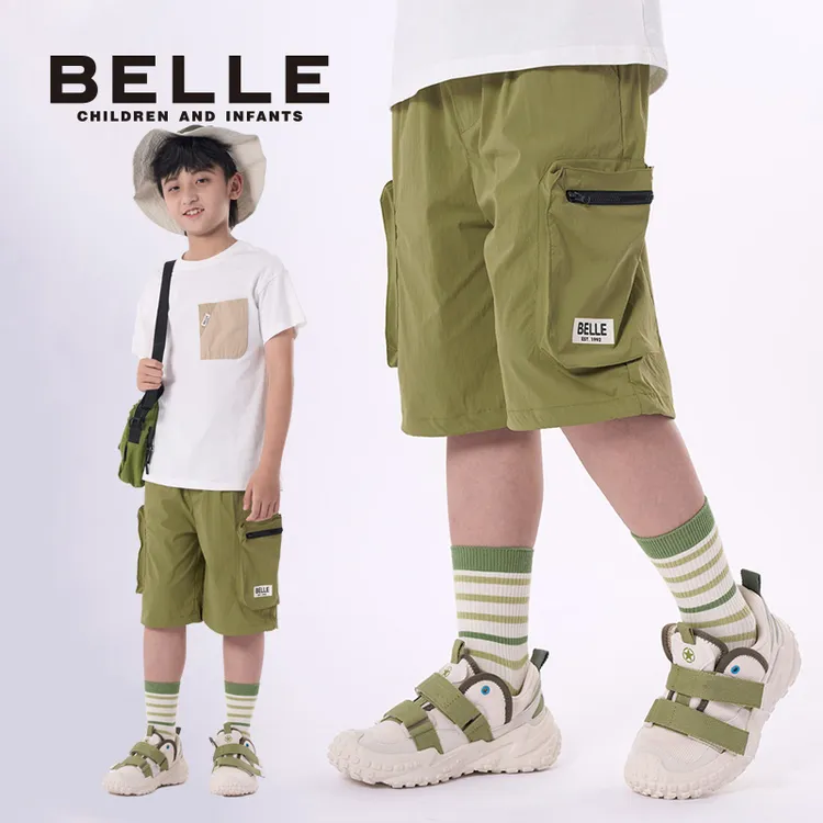 百丽夏季短裤男女同款亲肤休闲裤清爽时尚短裤休闲裤酷飒短裤