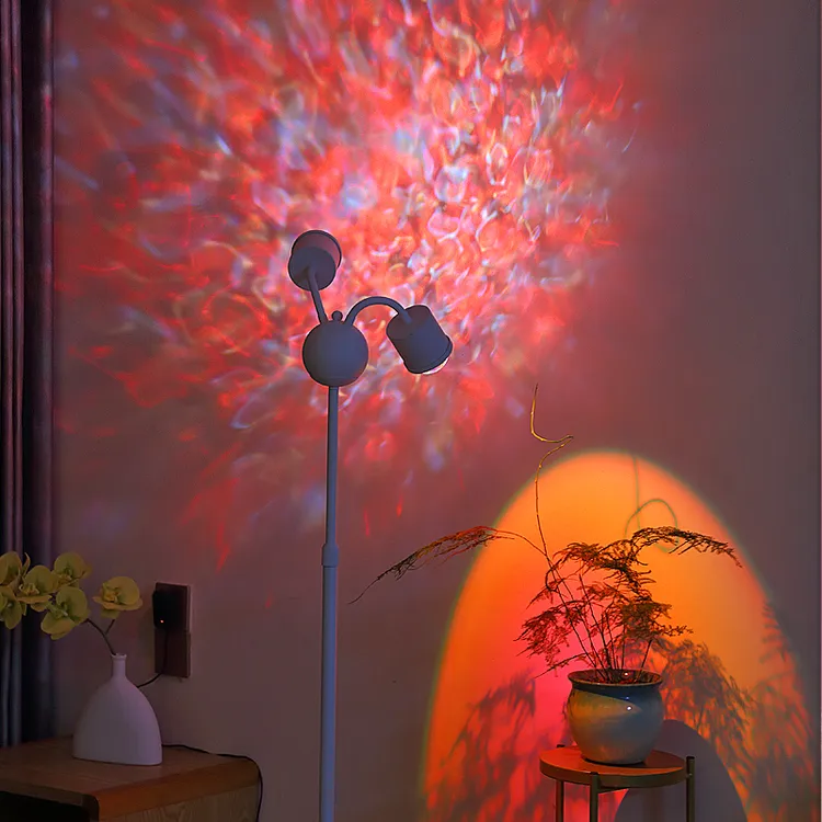 客厅装饰落地灯水波纹落地氛围灯网红卧室灯直播背景灯夕阳日落灯