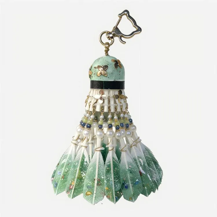 翠绿羽毛球风铃挂件diy材料包羽毛球挂件羽毛球diy挂件情侣礼物