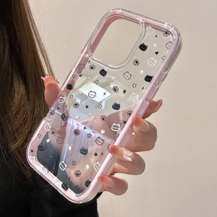 BANCA三合一可爱线条猫咪适用苹果16/15promax手机壳iPhone14/13