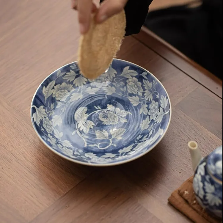 国潮主人杯苏打釉禅意磨砂粗陶养壶壶承配件复古元青花单茶具配件