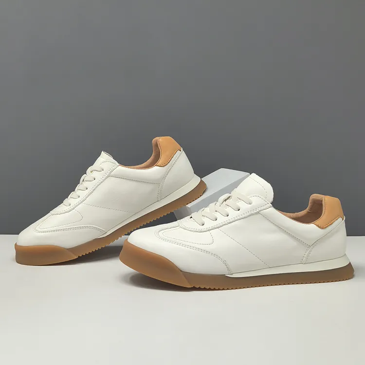 男鞋新款真皮板鞋轻便透气软底时尚潮流低帮系带厚底百搭休闲板鞋