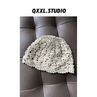 邱小小丽呀 早秋手工针织镂空包头帽复工洋气百搭街头套头帽