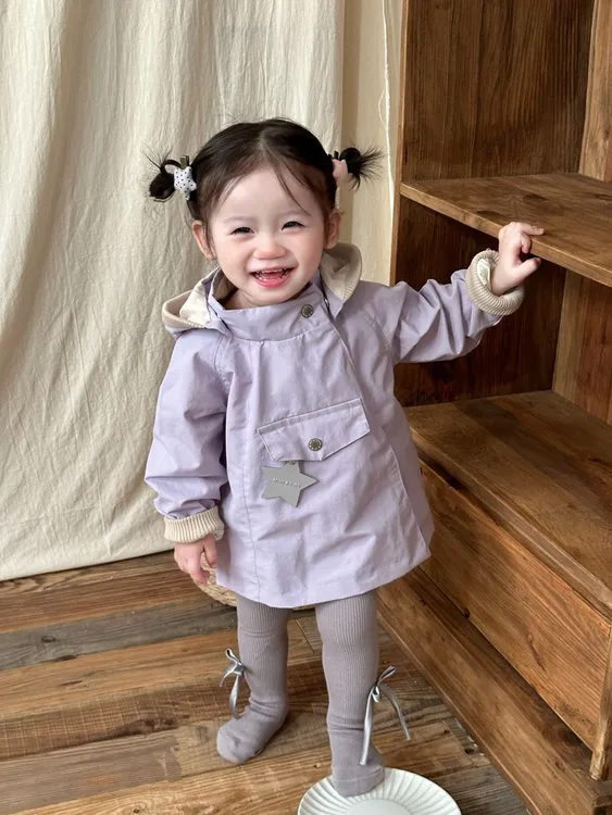 女童秋季新款精灵尖帽风衣男女宝宝夹克婴幼儿衣服防风外套春秋款