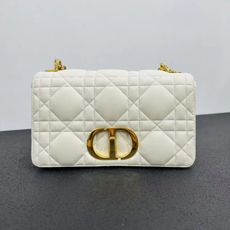 99新 DIOR/迪奥 壹所/DIOR caro 羊皮中号 白金单肩斜跨包