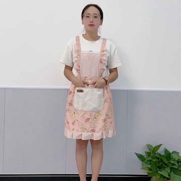 家用厨房防污耐磨围裙透气上班帆布新款工作服韩版女做饭围腰定制