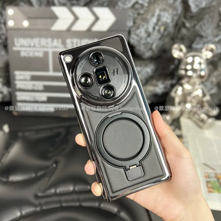 适用于OPPO Find X7 Ultra手机壳电镀皮纹球拍支架保护套高端