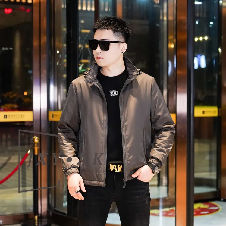 AK/2025秋冬新款男士防风立领连帽夹克时尚商务风衣百搭外套男装