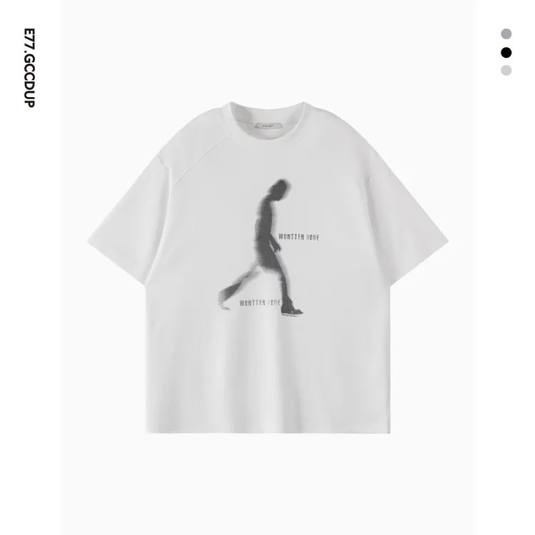 GCCDUPE77夏季模糊人物潮流短袖圆领设计时尚高级感男T恤90386