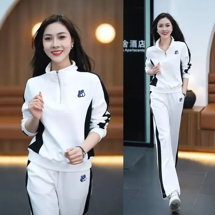 爆款休闲服运动套装女2025秋新款卫衣阔腿裤时尚中年妈妈两件洋气