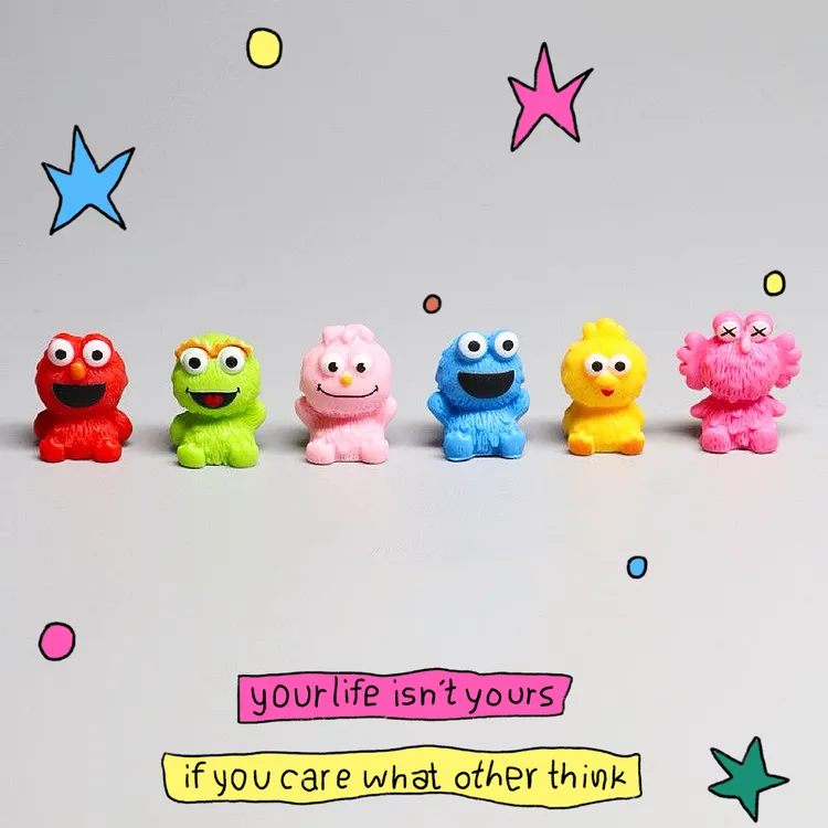 【坐坐芝麻街】迷你树脂摆件网红可爱六款好看欧气桌面车载摆件礼物